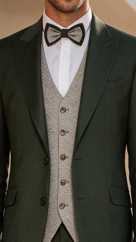 Eleganter Hochzeitsanzug für den Bräutigam mit Weste und Fliege